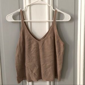 Tan colored scoop neck flowy cropped tank top size medium from Divided by H&M